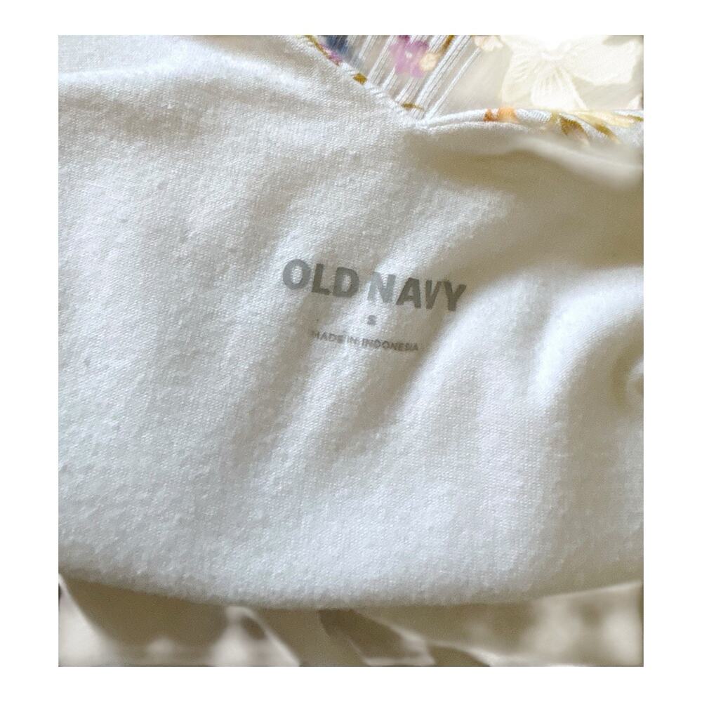 Old Navy Floral Rib Tank Bodysuit Womens S White Tie Shoulder Sleeveless V Neck - Picture 7 of 9